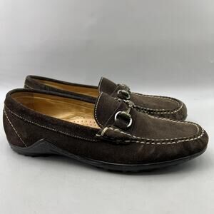 Martin Dingman Suede Bit Loafers Men Size 9 Brown Vibram Comfort Casual Shoes